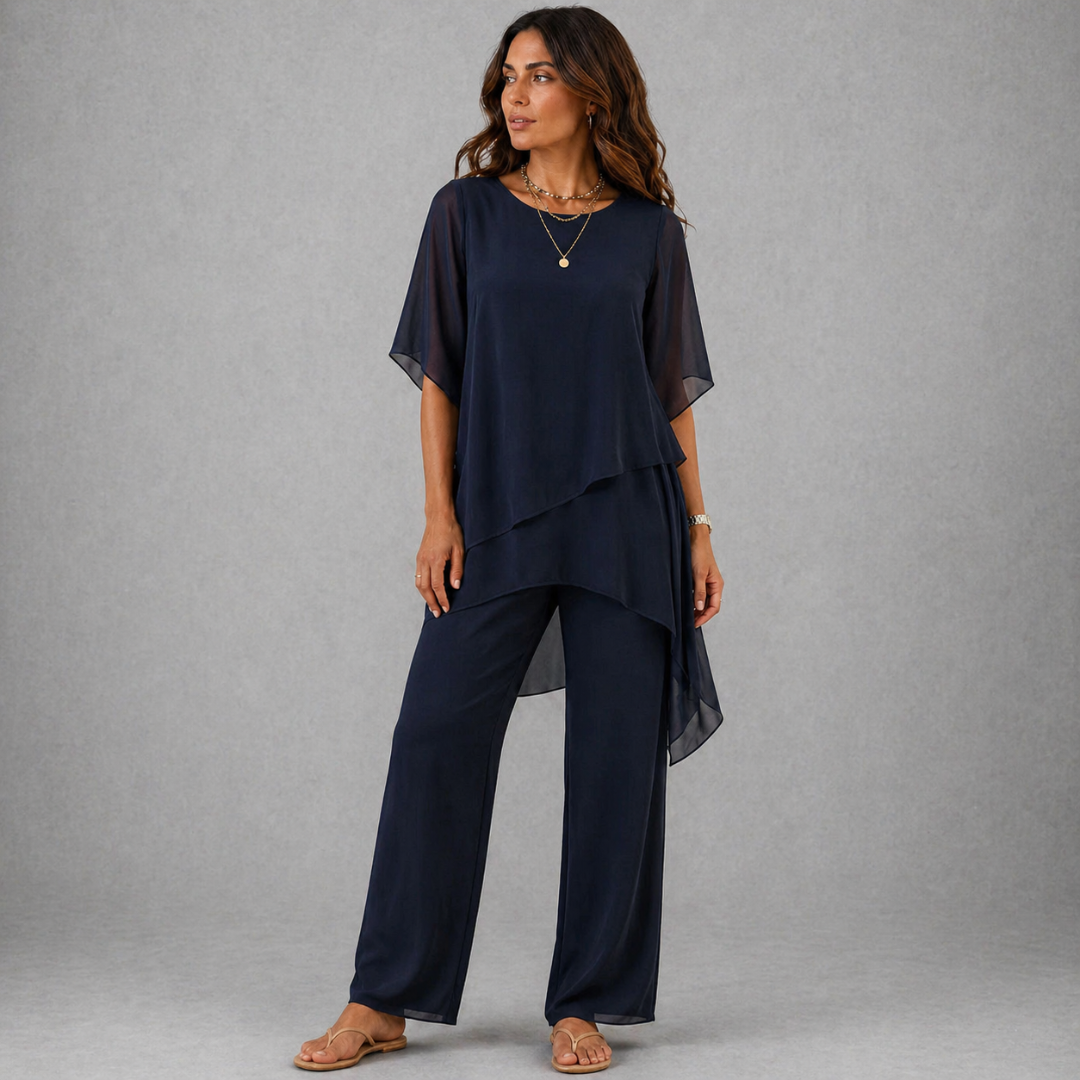 Adeline | Set with draped palazzo pants