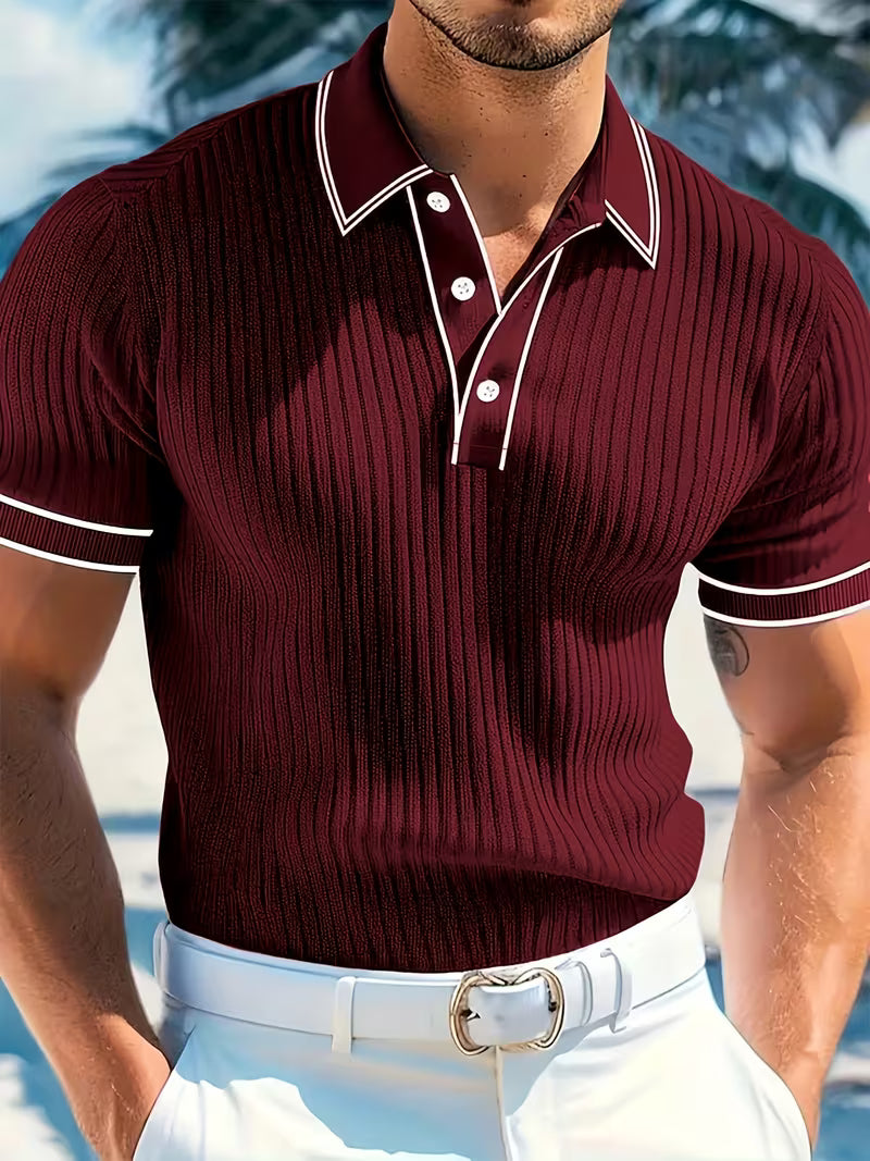 Ethan | Color-Blocked Short Sleeve Polo Shirt