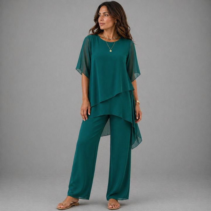 Adeline | Set with draped palazzo pants