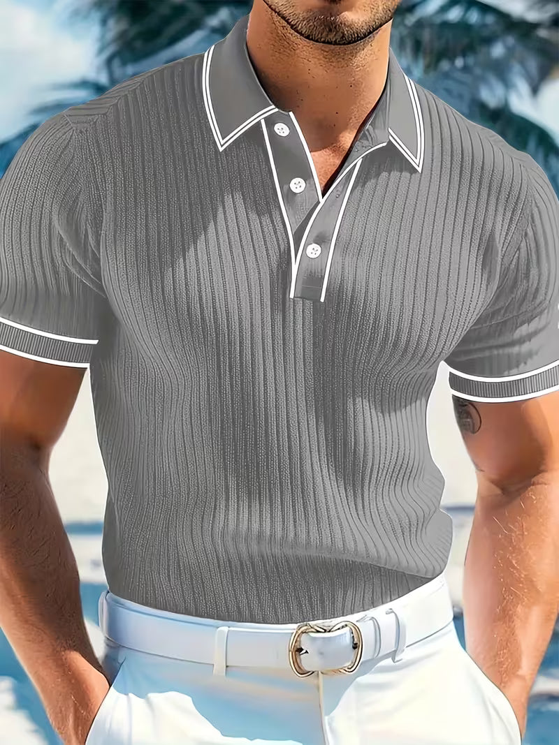 Ethan | Color-Blocked Short Sleeve Polo Shirt