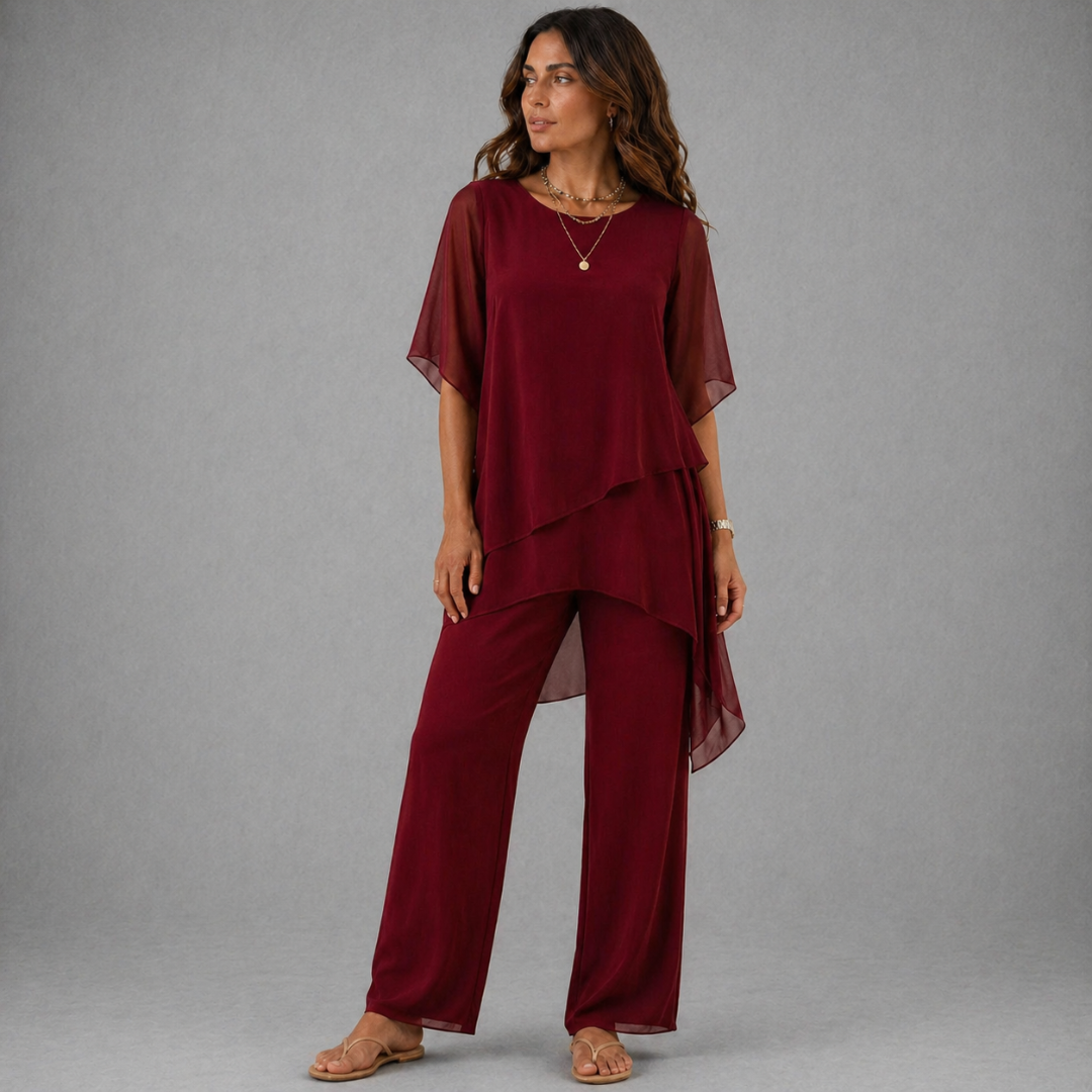 Adeline | Set with draped palazzo pants