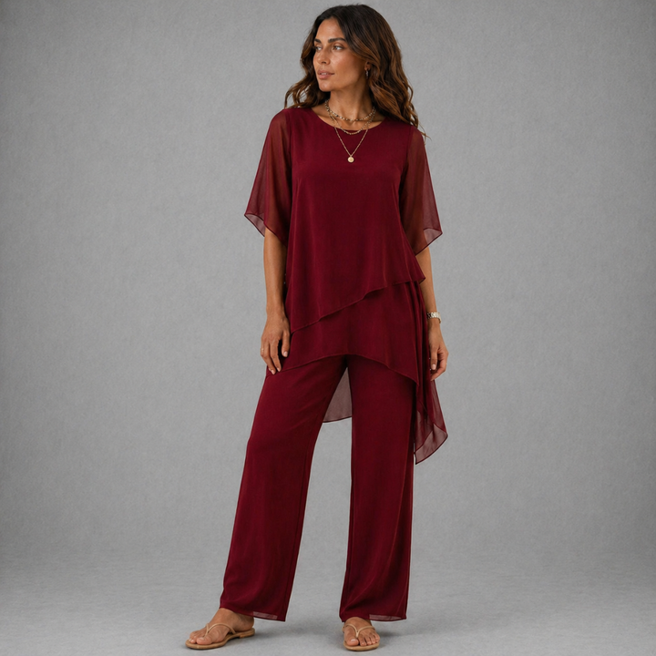 Adeline | Set with draped palazzo pants