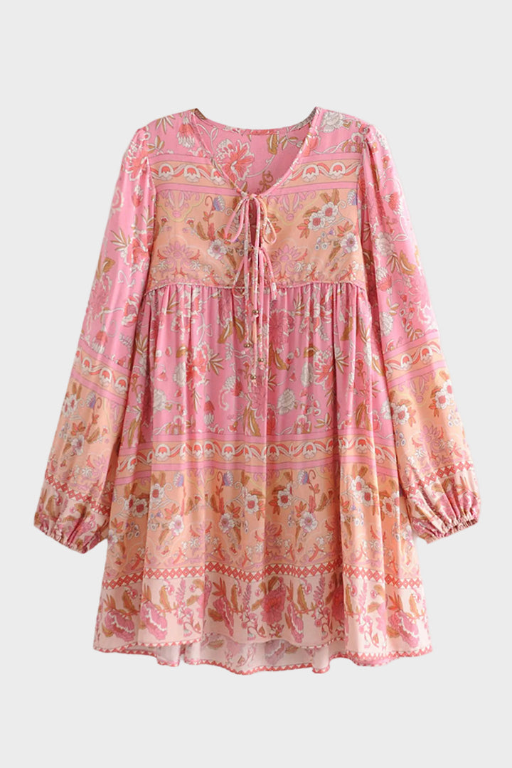 Nola | Boho Floral Mini Dress