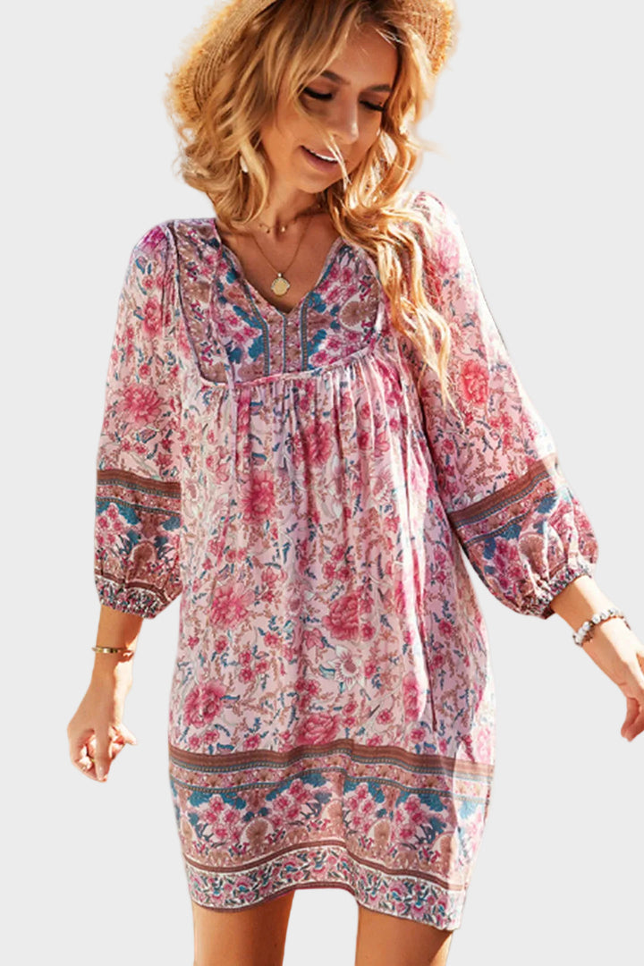 Nola | Boho Floral Mini Dress