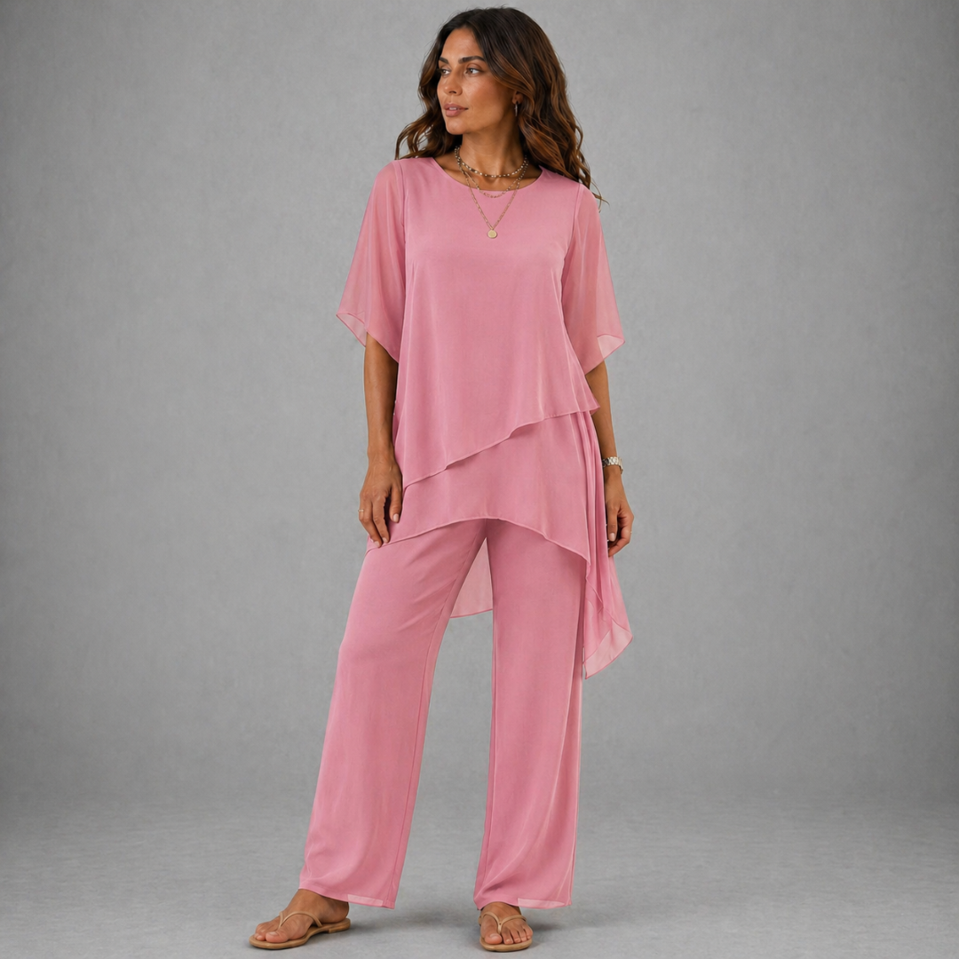 Adeline | Set with draped palazzo pants