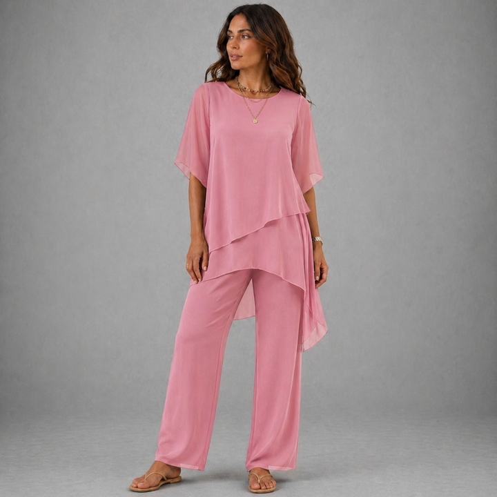 Adeline | Set with draped palazzo pants