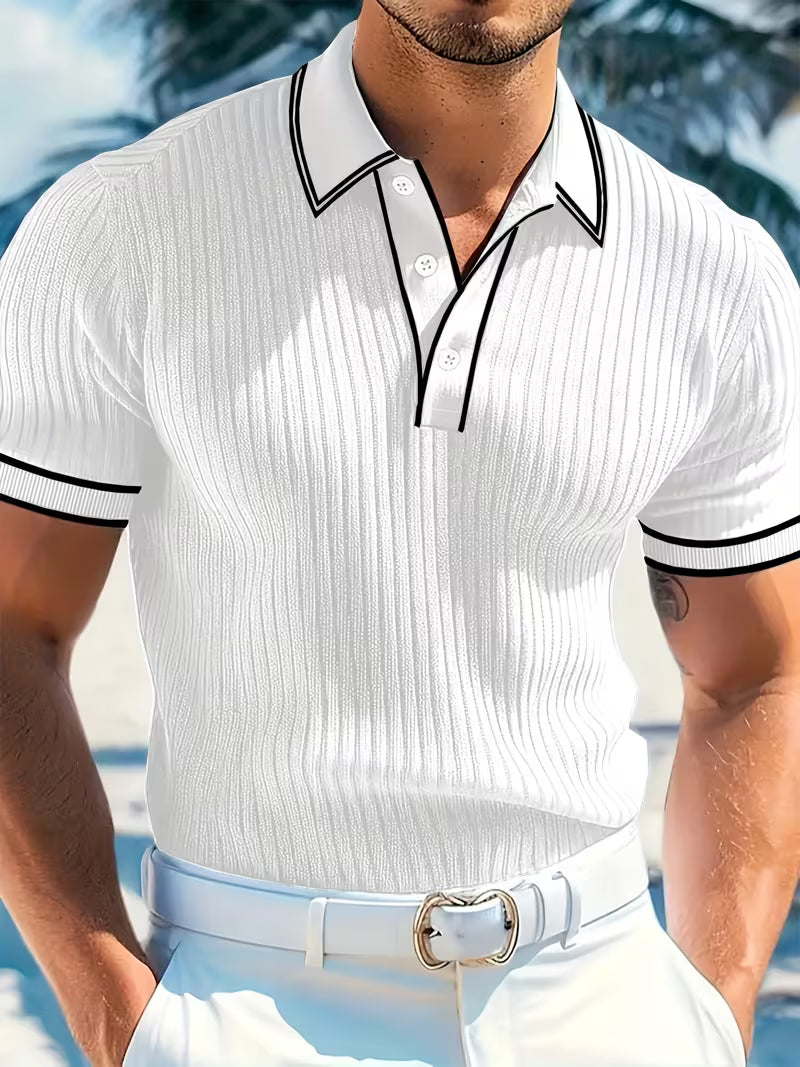 Ethan | Color-Blocked Short Sleeve Polo Shirt