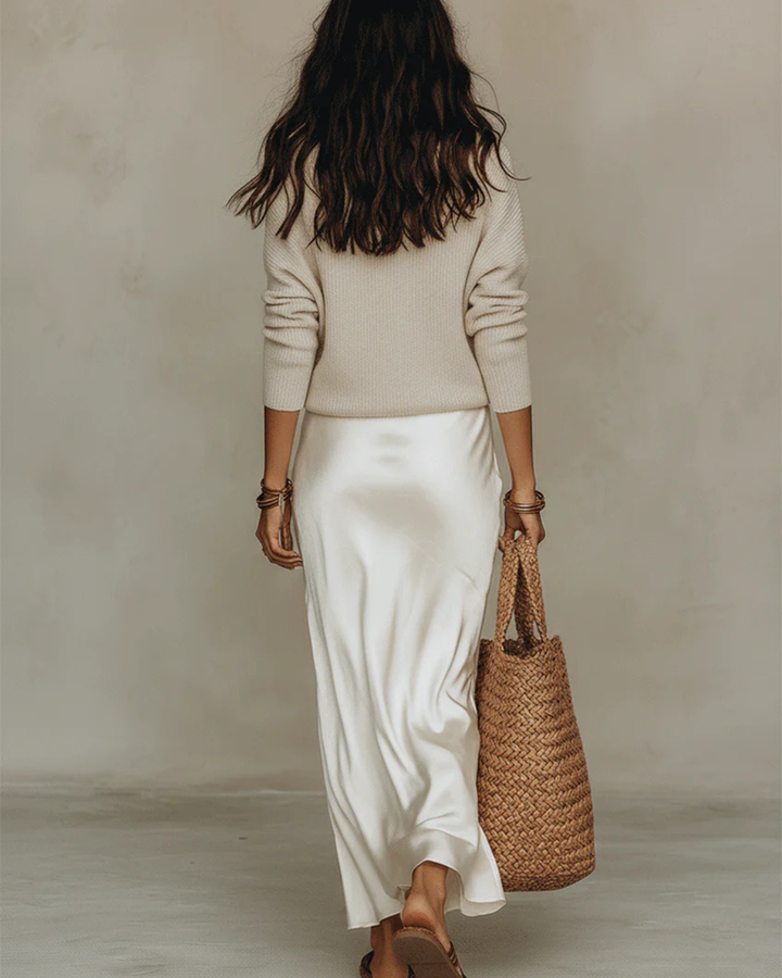 Aria | Midi Satin Dress with Included Sweater