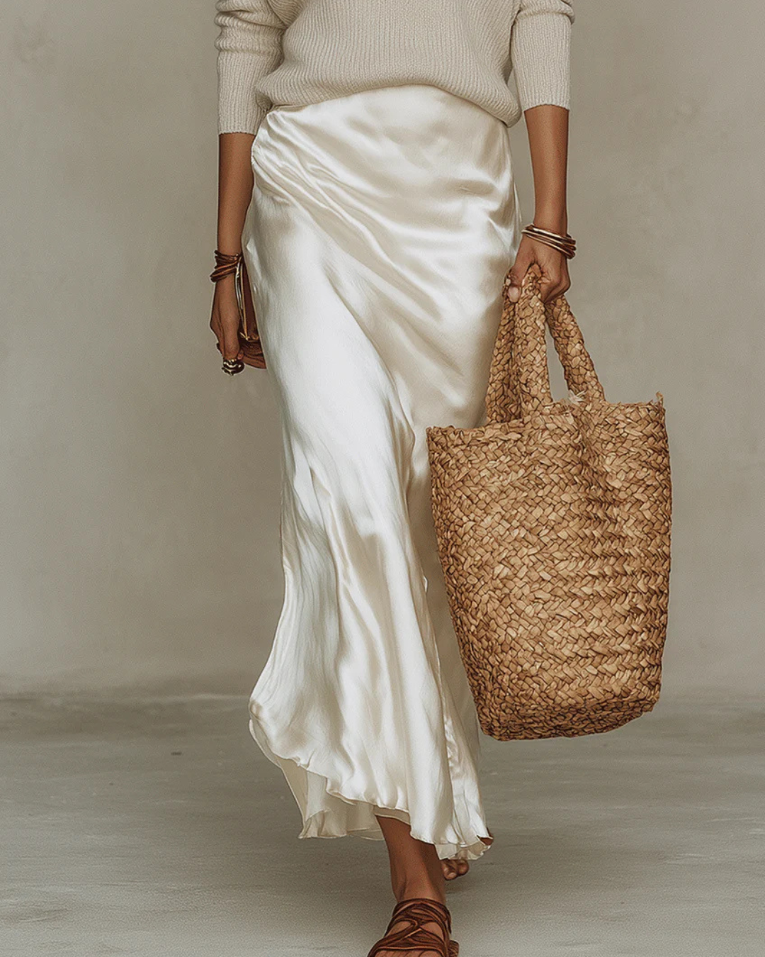 Aria | Midi Satin Dress with Included Sweater
