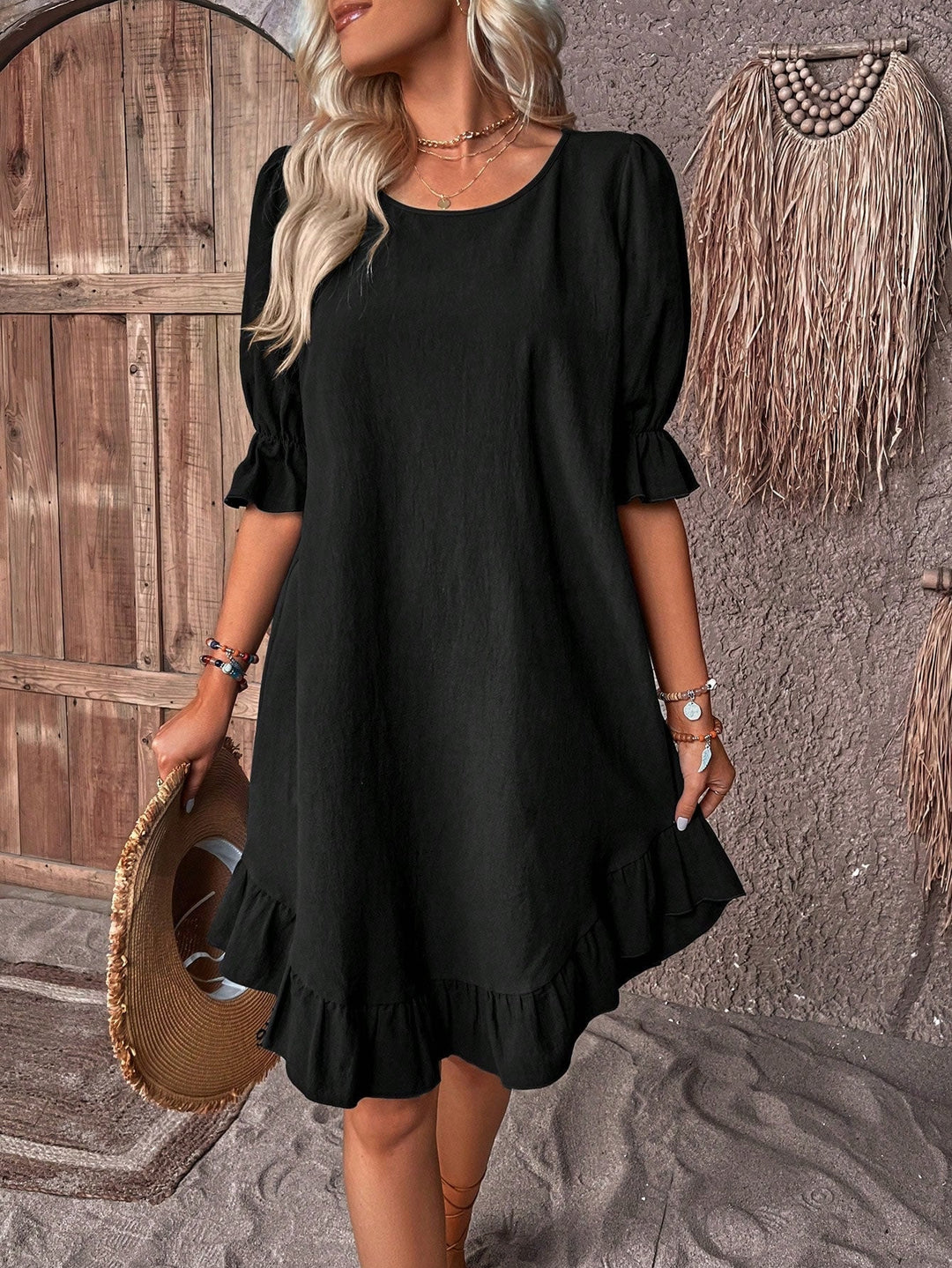 Lila | Ruffle Hem Linen Mini Dress