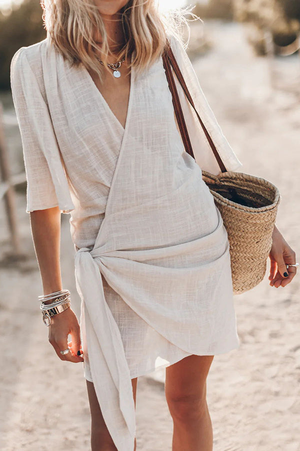 Ava | Wrap Linen Mini Dress