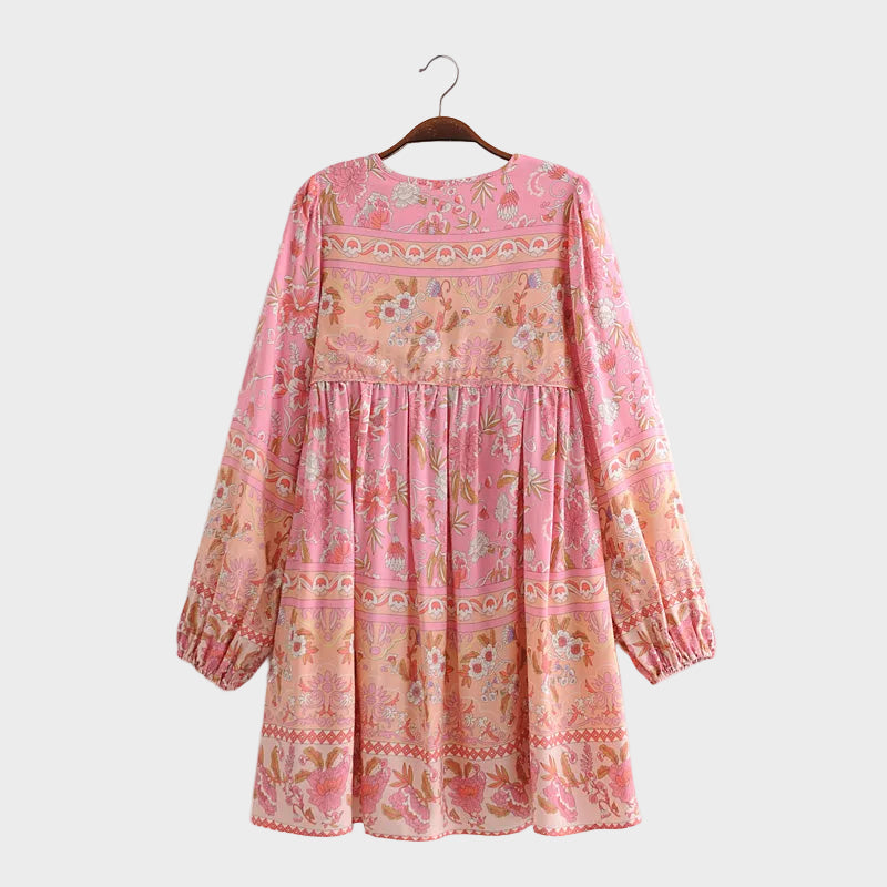 Nola | Boho Floral Mini Dress